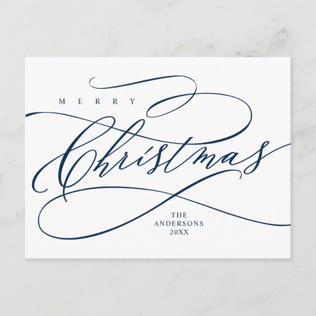 Carte Postale Joyeux Noël, saisons Salutation Calligraphie Post (Devant)