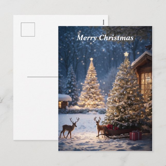 Carte postale Joyeux Noël Scène de neige (Devant / Derrière)