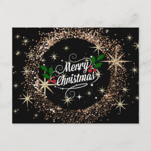 Carte Postale Joyeux Noël scintillant et pailleté,