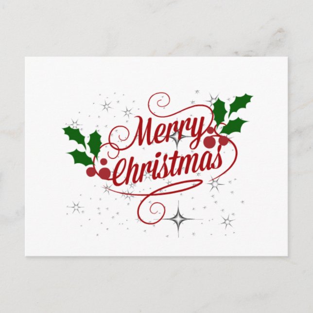 Carte Postale Joyeux Noël, script de fête (Devant)