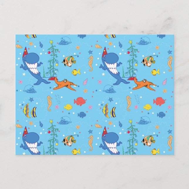 Carte Postale Joyeux Noël Shark (Devant)