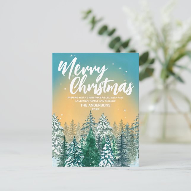 Carte Postale Joyeux Noël Simple Moderne en blanc (Debout devant)