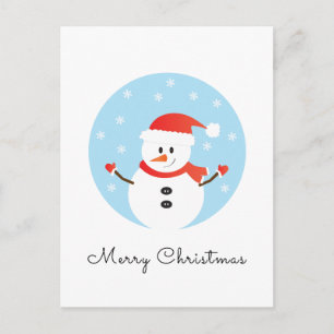 Carte Postale Joyeux Noël Snowman Snowflakes