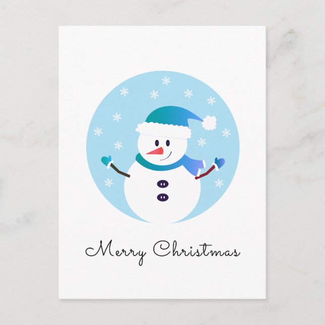 Carte Postale Joyeux Noël Snowman Snowflakes (Devant)