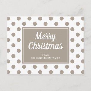 Carte Postale Joyeux Noël Taupe Pois beige