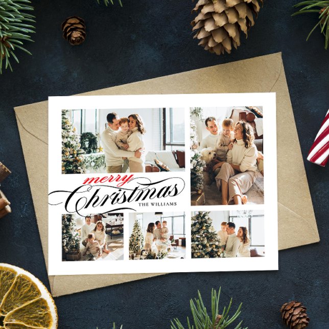 Carte Postale Joyeux Noël Typographie Collage photo (Créateur téléchargé)