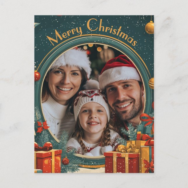 Carte Postale Joyeux Noël vert personnalisable (Devant)