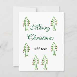 Carte Postale Joyeux Noël vert sapin rouge cerise de Noël