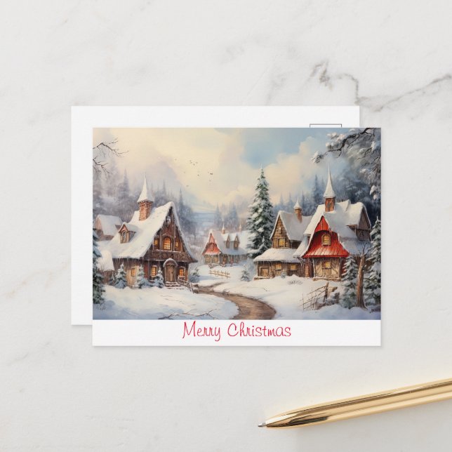 Carte Postale Joyeux Noël vintage (Devant/Arrière en situation)