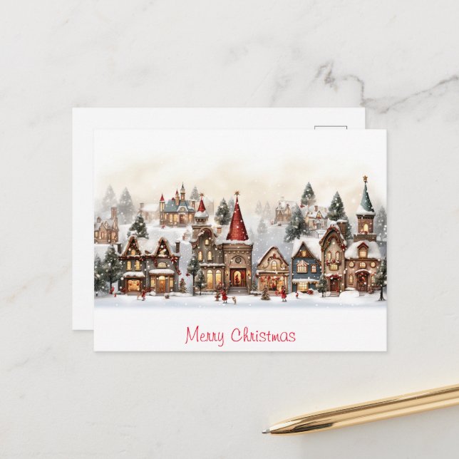 Carte Postale Joyeux Noël vintage (Devant/Arrière en situation)