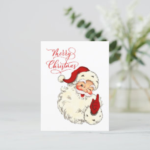Carte Postale Joyeux Noël vintage Père Noël vacances famille ho