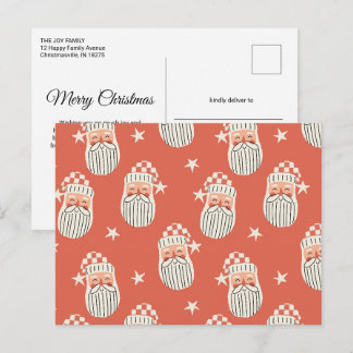 Carte Postale Joyeux Noël - visage de Père Noël nurserie hiver É