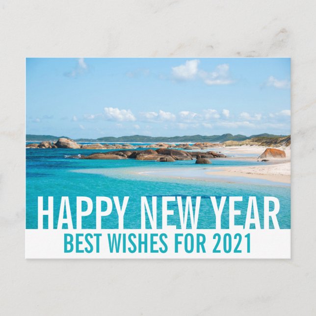Carte Postale Joyeux Nouvel An Australie Beach Paysage Paradise (Devant)
