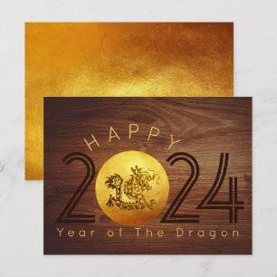 Carte Postale Joyeux Nouvel An Chinois Dragon de Bois 2024 PostC