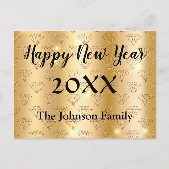 Carte Postale Joyeux Nouvel An Golden et Black Elegant (Devant)