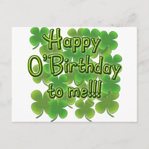 Carte Postale Joyeux O'Anniversaire pour moi avec des Shamrocks