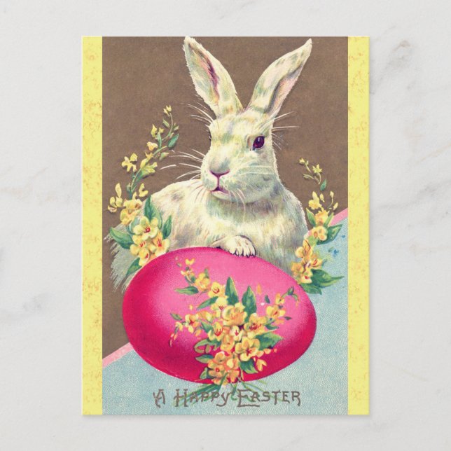 Carte Postale Joyeux oeuf lapin de Pâques vintage (Devant)