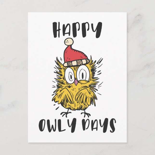 Carte Postale Joyeux Owly Days Funny Père Noël Owl (Devant)