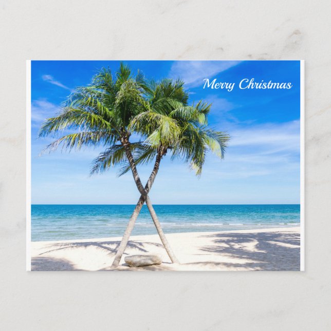 Carte Postale Joyeux palmiers de plage de Noël (Devant)