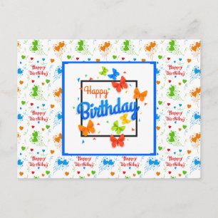 Carte Postale Joyeux papillons d'anniversaire