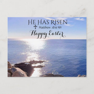 Carte Postale Joyeux Pâques Christ a ressuscité Bleu Océan Photo