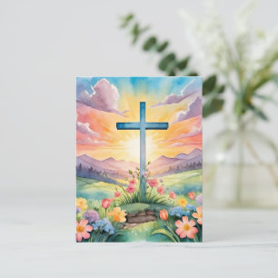 Carte Postale Joyeux Pâques, illustration colorée,