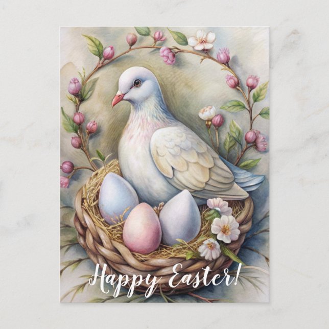 Carte Postale Joyeux Pâques. La colombe de Pâques. (Devant)