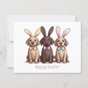 Carte Postale Joyeux Pâques Labrador Retriever Chiens Bunny Ears