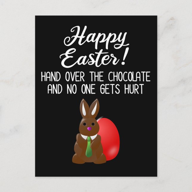 Carte Postale Joyeux Pâques ! Remettez Le Chocolat Drôle (Devant)