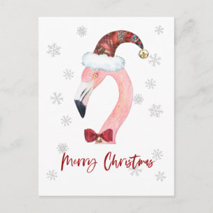 Carte postale Joyeux Père Noël Flamant rose