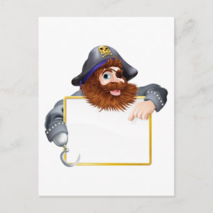 Carte Postale Joyeux pirate pointant vers le panneau