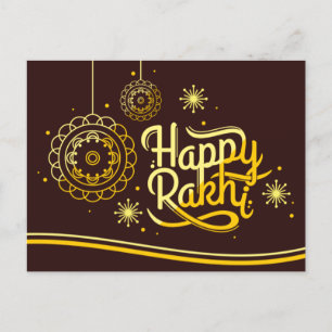Carte Postale Joyeux Rakhi, Raksha Bandhan, brun, or
