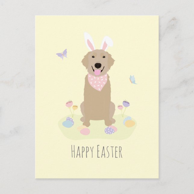 Carte Postale Joyeux Rédacteur en or du lapin de Pâques (Devant)