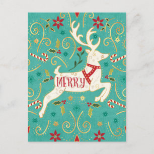 Carte Postale Joyeux Reindeer Turquoise