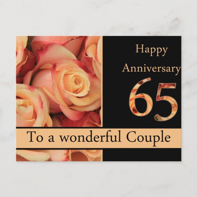 Carte Postale Joyeux roses du 65e anniversaire (Devant)