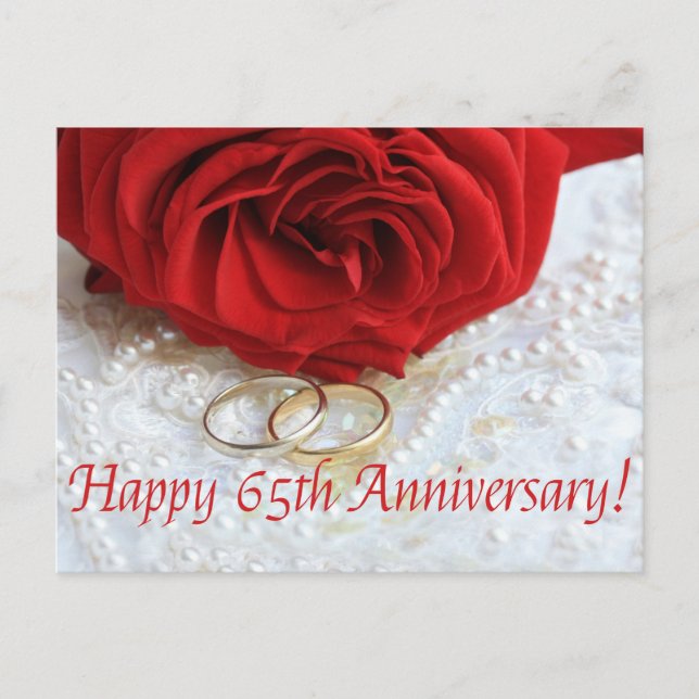 Carte Postale Joyeux roses du 65e anniversaire (Devant)