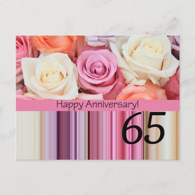 Carte Postale Joyeux roses du 65e anniversaire (Devant)