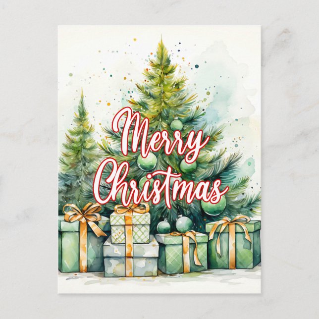 Carte Postale Joyeux sapin de Noël | Joyeuses fêtes (Devant)