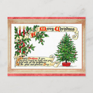 Carte Postale Joyeux sapin de Noël victorien vintage