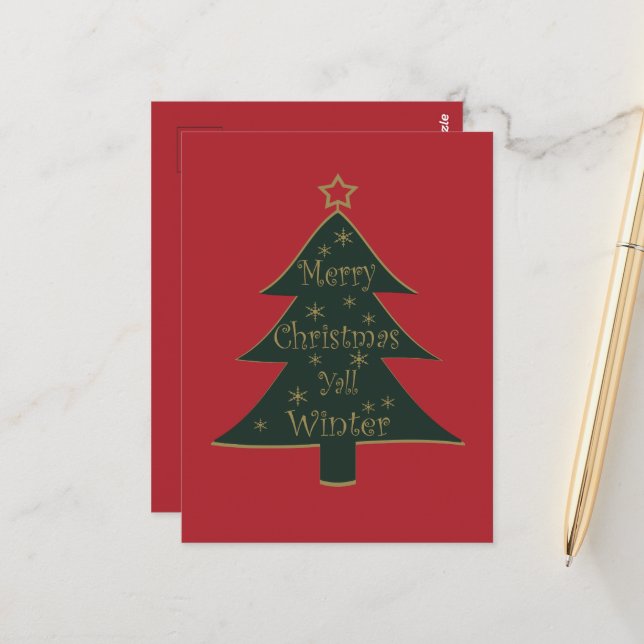 Carte Postale Joyeux sapin décoré de Noël (Devant/Arrière en situation)