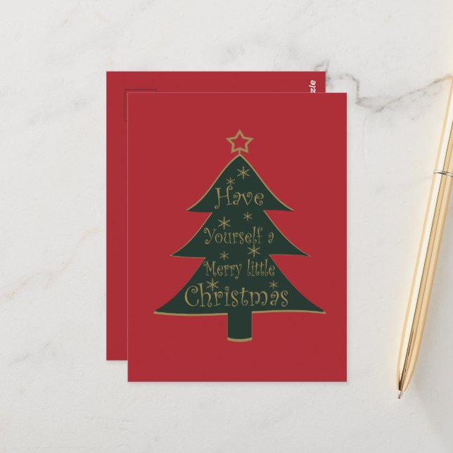 Carte Postale Joyeux sapin décoré de Noël (Devant/Arrière en situation)