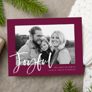 Carte Postale Joyeux Script moderne violet photo de vacances