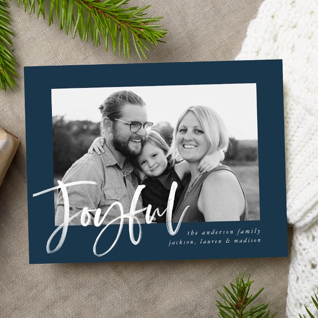 Carte Postale Joyeux Script | Photo de vacances (Créateur téléchargé)