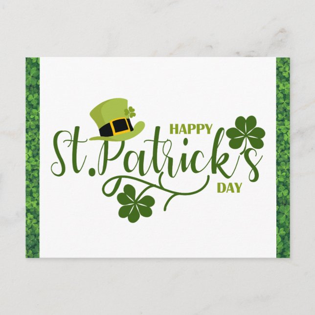 Carte Postale Joyeux Shamrock vert Jour de la Saint Patrick (Devant)