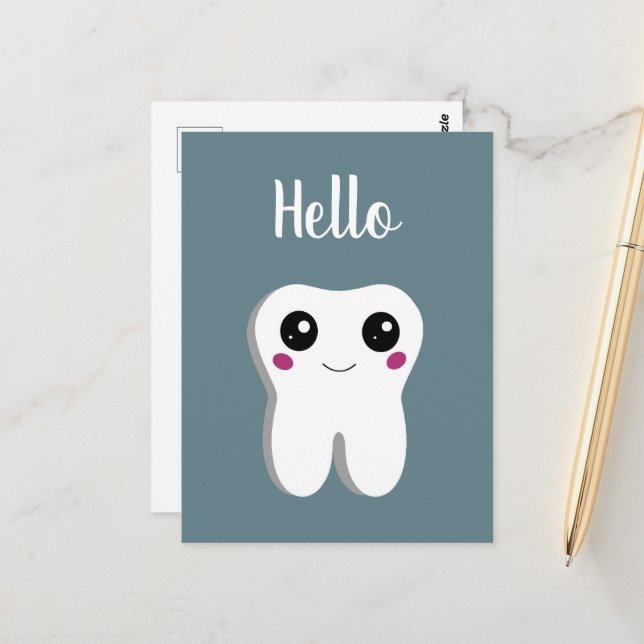 Carte Postale Joyeux Sourire Dental Tooth mignonne Bonjour (Devant/Arrière en situation)