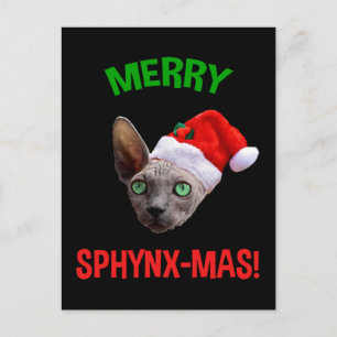 Carte Postale Joyeux Sphynx-Mas Drôle Amoureux des chats de Noël