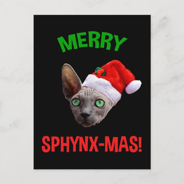 Carte Postale Joyeux Sphynx-Mas Drôle Amoureux des chats de Noël (Devant)