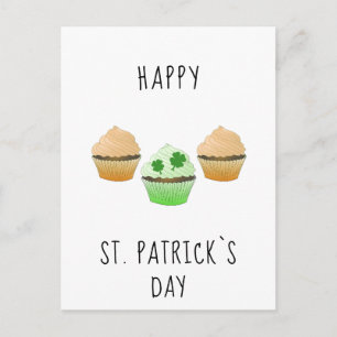 Carte Postale Joyeux St. Patrick muffins et trèfle