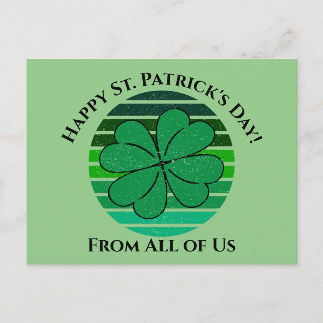Carte Postale Joyeux St. Patrick's Day Irlandais 4 feuille Clove (Devant)