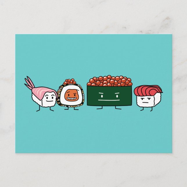 Carte Postale Joyeux Sushi Rolls Nourriture japonaise (Devant)